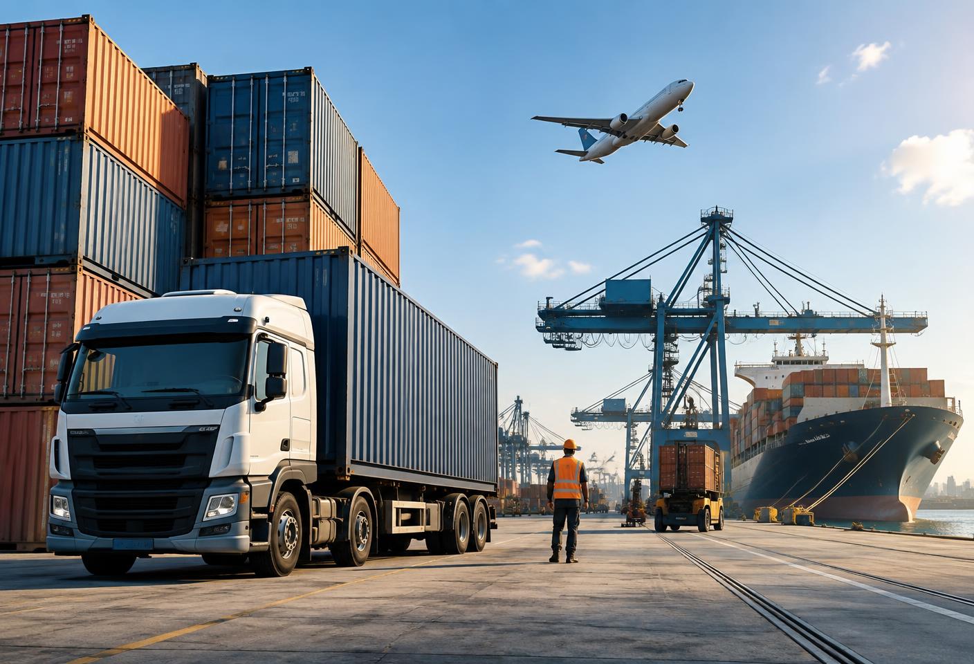 Transport routier, maritime et aérien coordonné